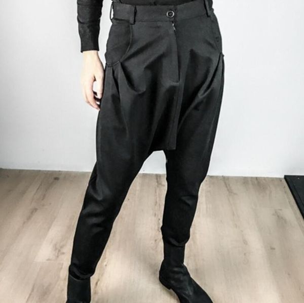 

27-42 / autumn men's fashion personalized large size open-line tapered slim-fit trousers with small feet pants, Black