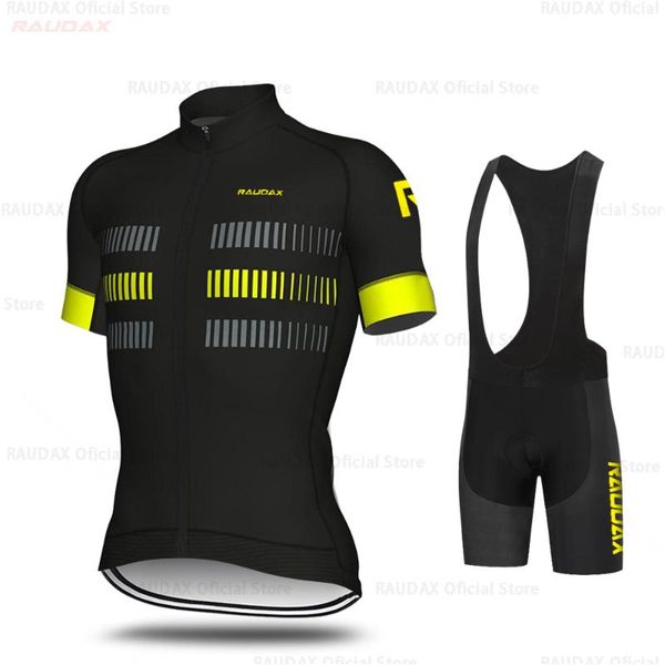

racing sets cycling wear 2021 pro team raudax summer set short sleeve breathable anti-uv jersey triathlon outdoor mtb, Black;blue