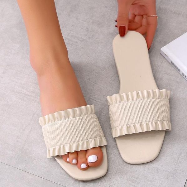 

women temperament slippers braided design charm open-toe set foot 2021 vacation beach flat sandals casual flip flops shoes, Black