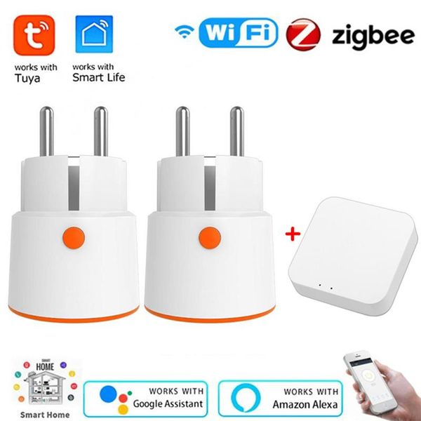 

smart power plugs zigbee wifi plug adaptor voice control energy monitor outlet timer socket for alexa google home tuya smartlife app