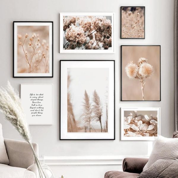 

wall art canvas painting natural reed dandelion flower leaf plant quotes nordic posters and prints pictures for living room paintings