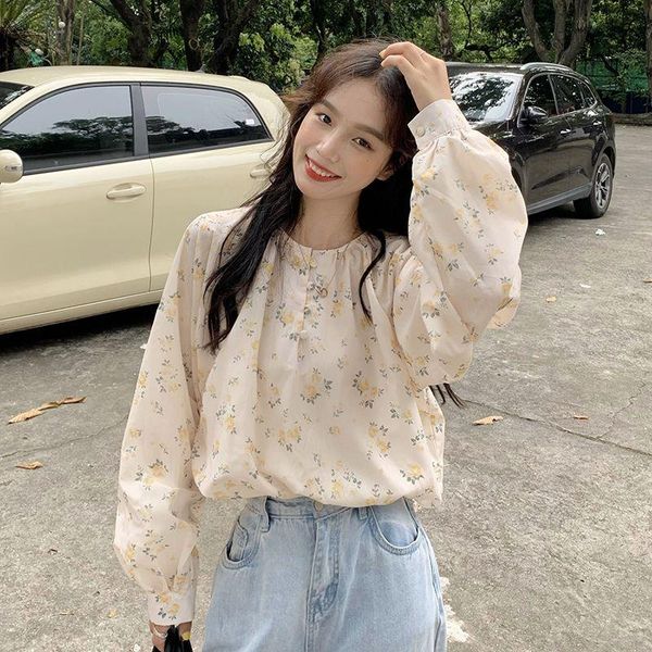 

women's blouses & shirts coigarsam blouse women autumn casual cute full sleeve floral print loose blusas womens and, White