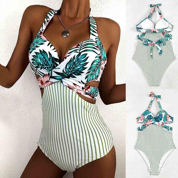 

women's swimwear bodysuit 2021 v-neck bandeau swimsuit high waisted bottom sleeveless brasileÃ±o, White;black