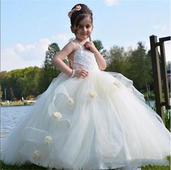 

girl's dresses ball gown flower girls for weddings layers handmade flowers lace wedding dress tulle puffy kids party prom, Red;yellow