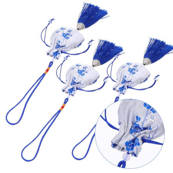 

gift wrap 3pcs small drawstring bags empty sachets embroidery pattern sachet pendants