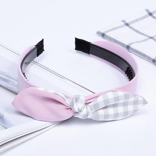 

women girls plaided bow knot hairband headband ears hair hoop band accessories1