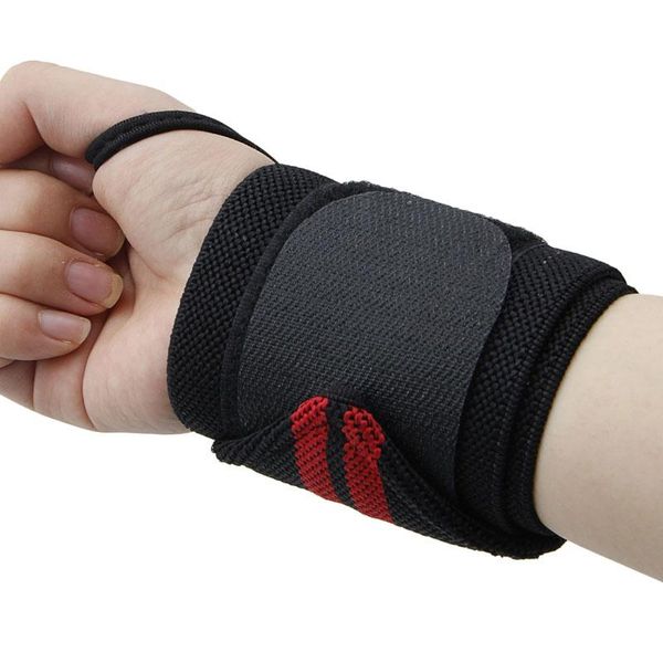 

sport wrist weight lifting strap fitness gym wrap bandage hand support wristband rxbc, Black;red