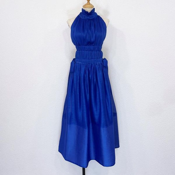 

casual dresses silk + 2021 linen sleeveless mid-length dress, Black;gray