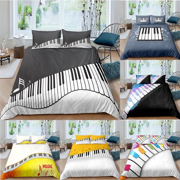 

bedding sets fashion piano keys 3d print set colorful music notes cartoon duvet cover  king single size luxury home decor