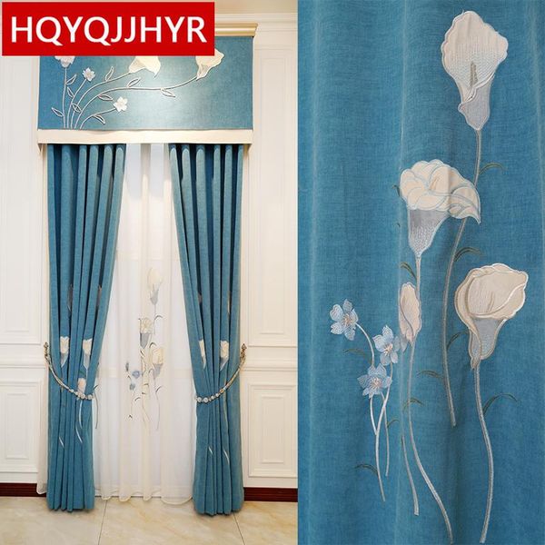 

embroidered blackout curtains for bedroom apartments window classic luxury pastoral thick living room curtain & drapes