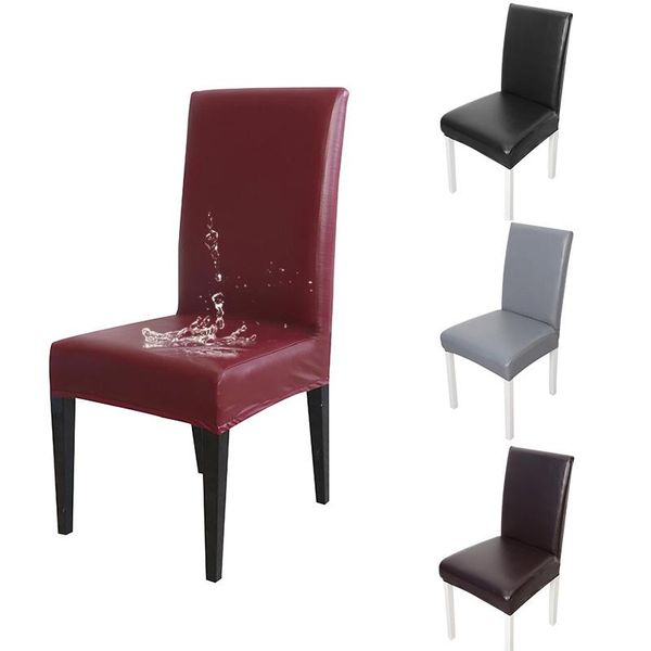 

waterproof chiar covers stretch elastic pu chair case slipcover for el banquet wedding universal size anti-dirty removable