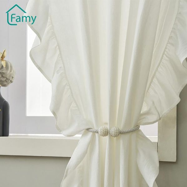 

curtain & drapes modern ruffle cotton linen fabrics window living room curtains for bedroom made finished drape cotinas de sala