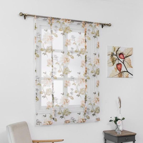 

floral short curtains for living room tulle window the kitchen sheer voile curtain screening treatment & drapes