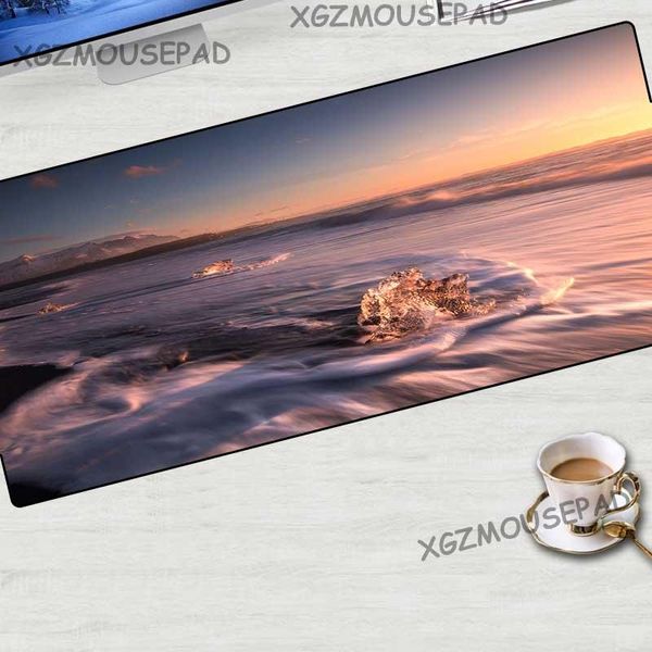 

mouse pads & wrist rests xgz landscape extra large pad black lock edge sunset seaside beach computer desk mat rubber non-slip game accessori