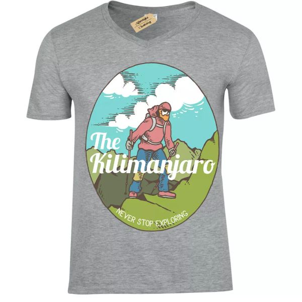 

kilimanjaro camiseta mountain climber explorador hombre cuello en v, White;black