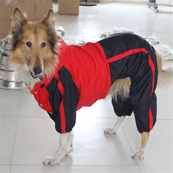 

dog apparel plain big raincoat large pet rainwear flexible button waterproof jumpsuit rompers outdoor rainsuit for huge labrador
