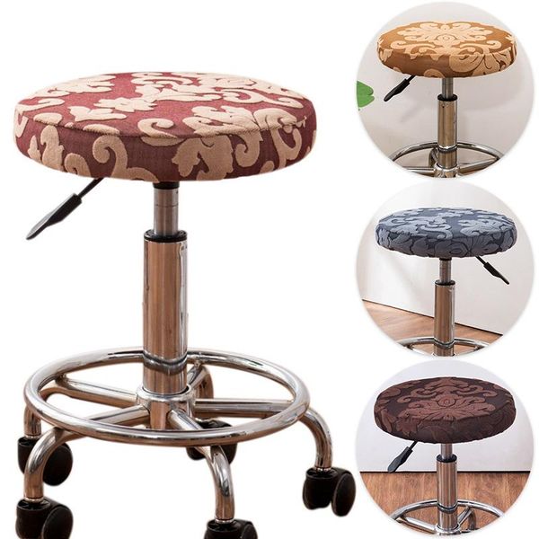 

chair covers polyester fabric stretch stool home bar round seat slipcover washable jacquard cover for dentist hair salon