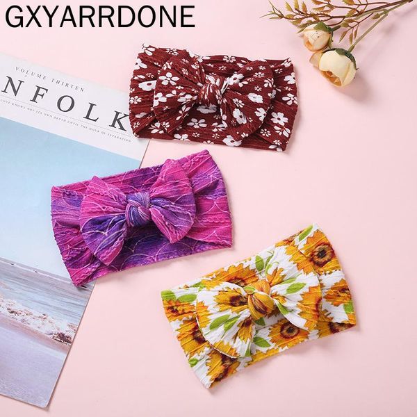 

baby bows headband girls jacquard head wrap nylon infant soft turban braid toddler floral printing hair accessories hairband, Slivery;white