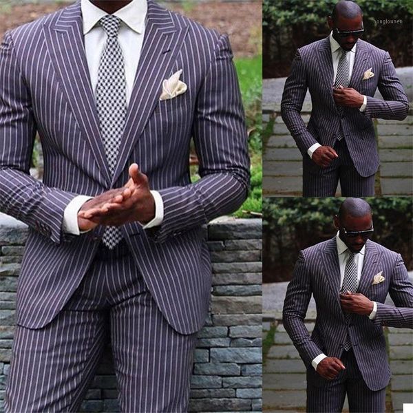 

men's suits & blazers 2 pieces stripe men suits&blazer+pant formal good quality tuxedos peaked custom made casual single-breasted party, White;black