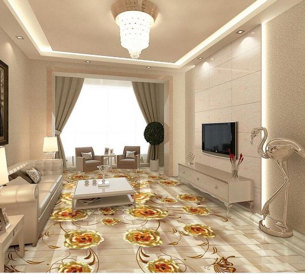 

wallpapers gold rose marble 3d floor pvc wallpaper for bathrooms home decoration