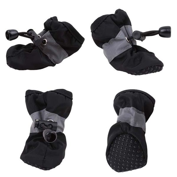 Hundekleidung 4pcs wasserdichte Haustierschuhe Anti-Rutsch Regen Schneeschnee Dick warm für kleine Katzen Hunde Welpen Socken Stiefeletten