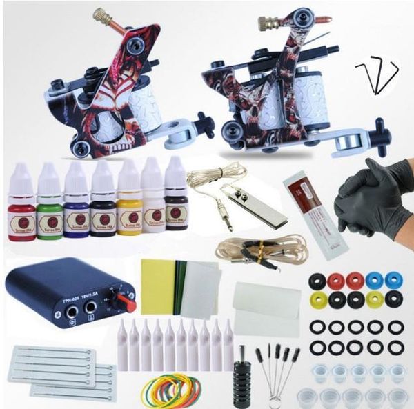 

tattoo machine gun 6 colors pigment inks sets power supply set starter kits body art tools sets1