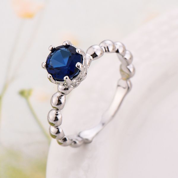 

network fashion royal blue zircon jewelry ring men's and women's wedding first, Slivery;golden