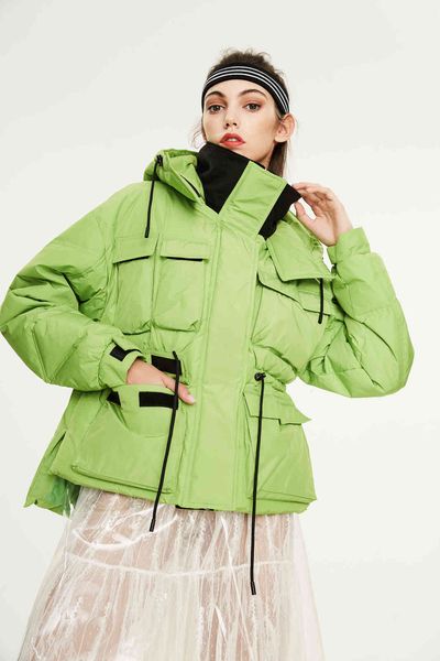

women's down & parkas in the winter of , women's clothing has a long down jacket and hooded tooling, fruit green street wi sfwq, Black