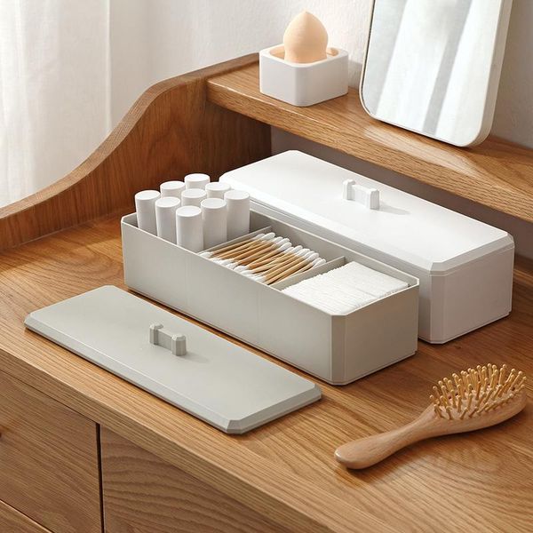 

storage boxes & bins 1pcs makeup organizer cotton swab cosmetic box with cover nail polish jewelry