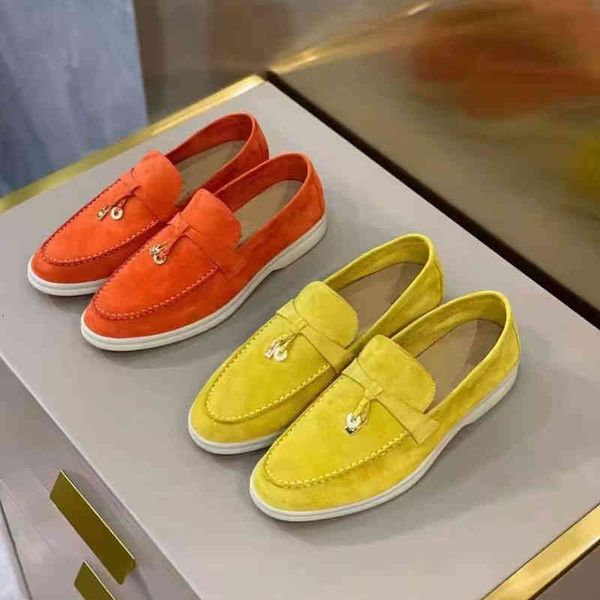 

dress shoes metal lock loafer woman round toe orange green soft real suede flat female comfortable oxford qu4q, Black