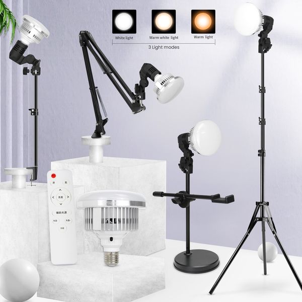 155W LED Glühbirne Fotografie Beleuchtung mit langem Arm Halter Stativ Foto Studio Fülllampe mit Fernbedienung für Video