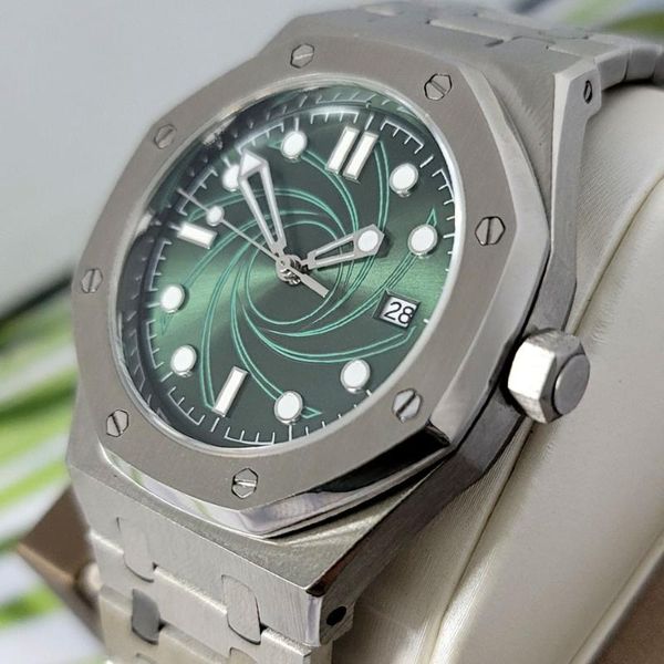 

wristwatches watch 41mm stainless steel case bracelet sapphire glass assembly nh35 automatic movement modification, Slivery;brown