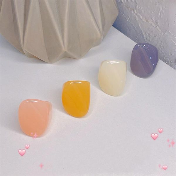 

cluster rings ganxin 2021 est geometric resin transparent acrylic candy colorful aesthetic jewelry for women's finger accessory, Golden;silver