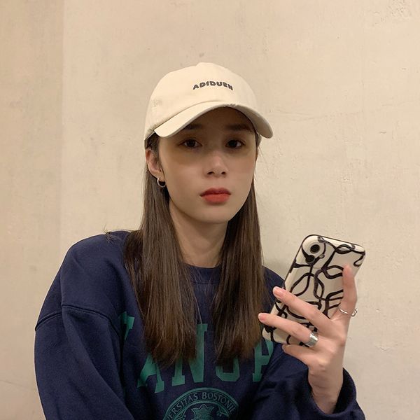 

four seasons versatile king ~ simple style letter baseball cap net red korean face little couple soft cap fashion, Blue;gray
