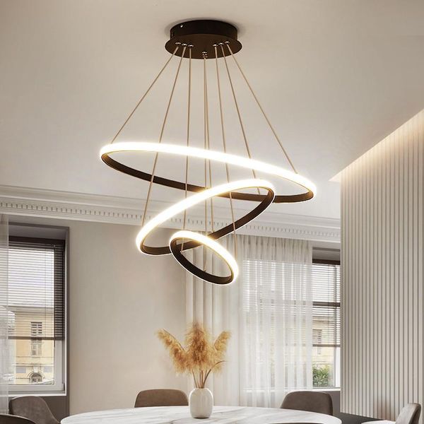 

chandeliers modern led for living dining room bedroom 3/4/5 round ring indoor hanging light pendant lamp circle lighting fixture