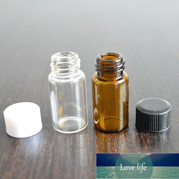 50 Pz 3 ml/5 ml di Vetro Trasparente Ambra Piccole Bottiglie di Medicina marrone Fiale di Campione Polvere di Laboratorio Reagente bottiglia Contenitori coperchi a vite