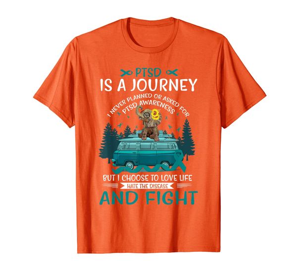 

ptsd is a journey i never planned elephant ribbon gift t-shirt, White;black
