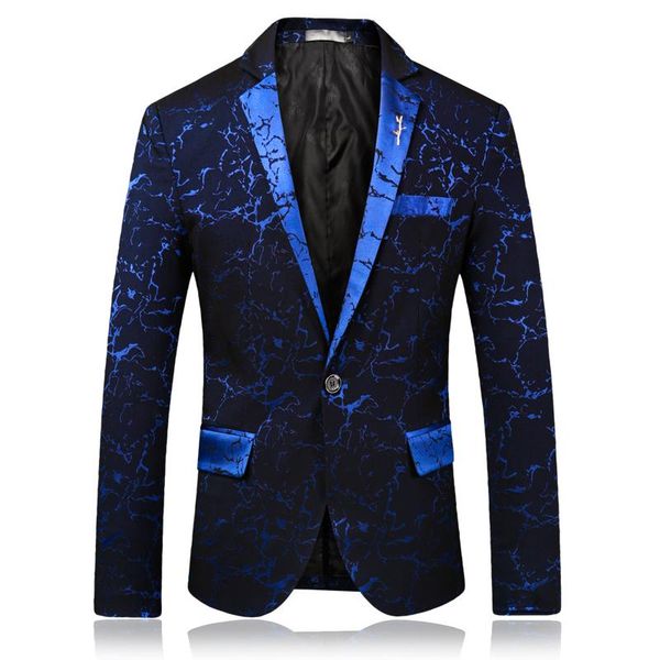 

men's suits & blazers 2021 spring and autumn fashion gilding print suit jacket / slim high-end banquet gradient color male coat, White;black