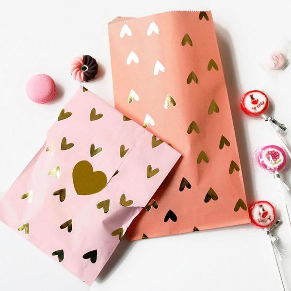 

sets golden heart pink envelopes wedding party paper gift bags with stickers creative candy cookies packing