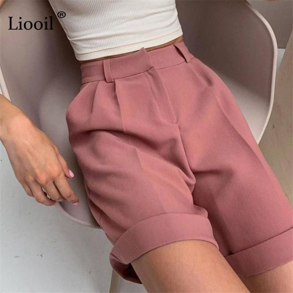 

women's shorts casual loose curly suit women cotton high waist streetwear with zipper pockets button up white bottoms short pants, White;black
