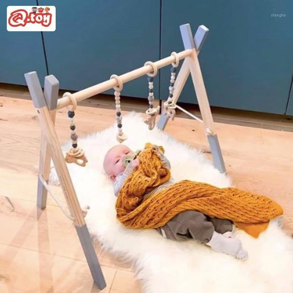 Sportspielzeug aus Holz, Fitnessstudio, Spielset für Kleinkinder, sensorischer Ring, Zugspielzeug im nordischen Stil, Babyrahmen, Aktivitäts-Hängestange