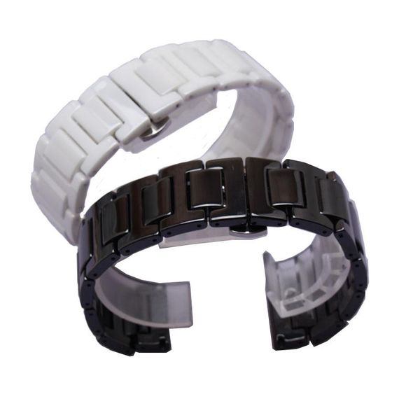 

watch bands polished straps white watchband ceramic beautiful bracelet strap for ladys watches replace deployment 14mm 18mm 20mm 22mm, Black;brown