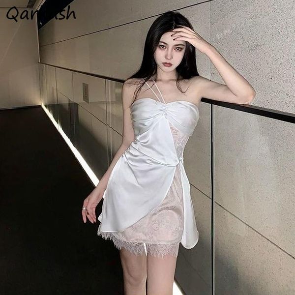 

casual dresses dress women elegant design asymmetrical lace patchwork girls fashionable thin summer mini solid white female party fairy, Black;gray