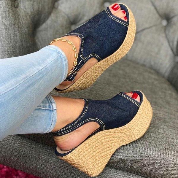 

platform wedges slippers women sandals summer buckle female shoes fashion heeled casual slides woman 2021, Black
