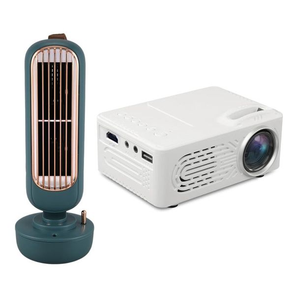 

pcs humidification tower spray fan deskcooling & 1 set 814 led usb home media projector us plug electric fans