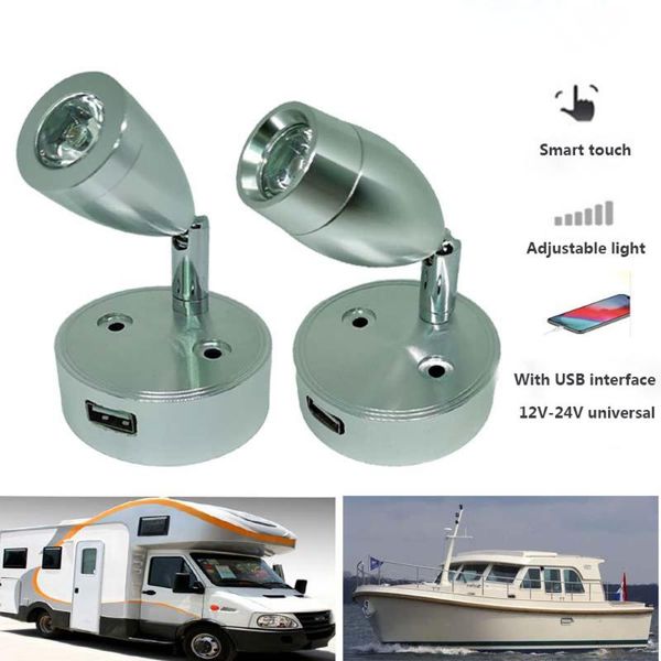 

wall lamp dwt led smart touch dimmable rv with usb interface bedside reading light boat yachts camper caravan interior lighting