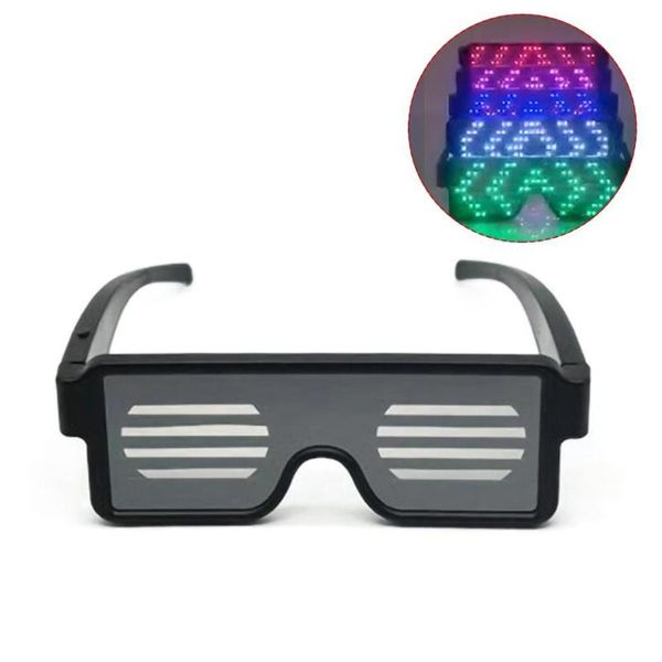 

party decoration 5v/1a usb charging led lighting eyeglasses glowing 4 colors 10 patterns luminous glasses for halloween bar ktv using