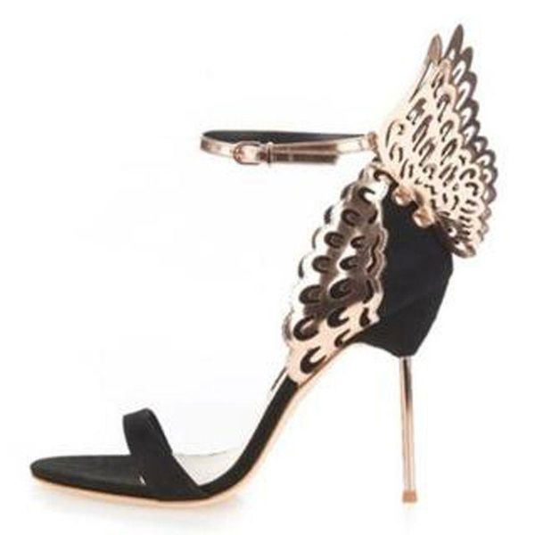

sandals fashion butterfly ankle strap crystal embellished open toe thin high heels women summer shoes, Black