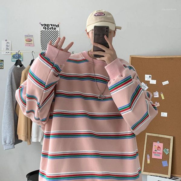 

men's hoodies & sweatshirts 2021 striped printing loose youth pullover fashion 3d print cotton casual coats streetwear hip hop, Black