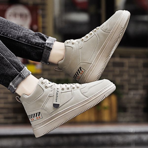 

men's 2021 new winter men's leisure trend british style versatile high board student fashion dad shoes, Black